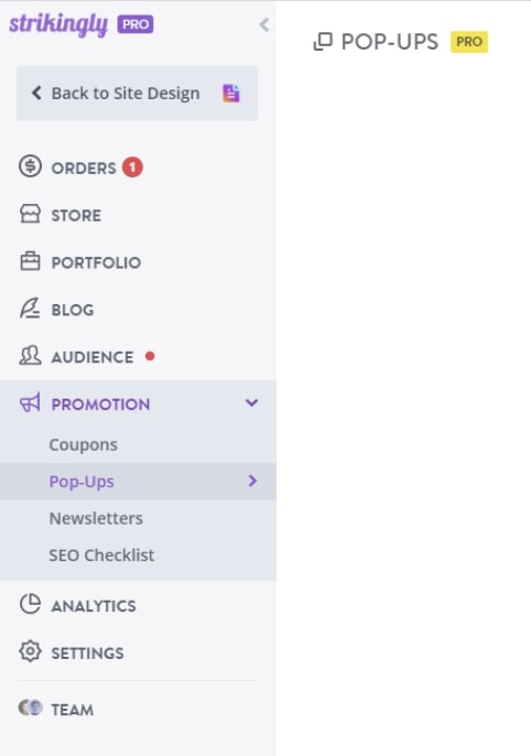 Strikingly Pop Up Feature Strikingly Pop Up Feature